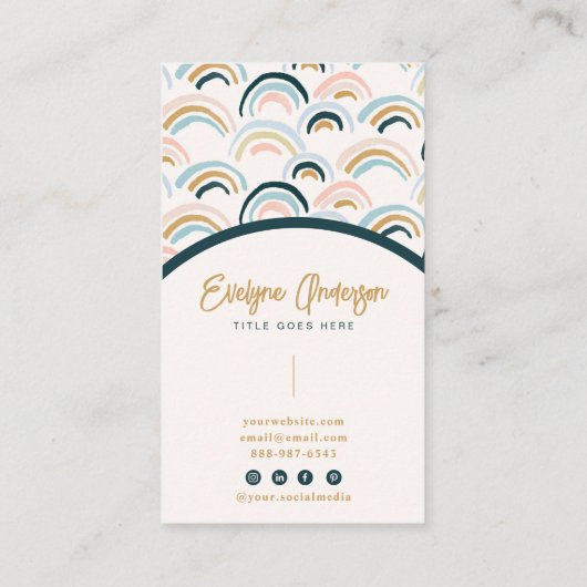 Eenvoudige Moderne Waterverf Abstracte Rainbow Boh Visitekaartje (Achterkant)