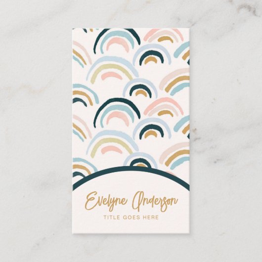 Eenvoudige Moderne Waterverf Abstracte Rainbow Boh Visitekaartje (Voorkant)