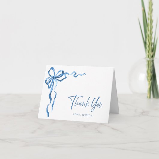 Eenvoudige moderne Waterverf blauw hand getekende Bedankkaart (Voorkant)