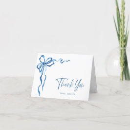 Eenvoudige Moderne Waterverf Blauwe Handgetekende Bedankkaart