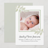 Eenvoudige, moderne Waterverf botanische babymeisj Aankondiging (Voorkant / Achterkant)