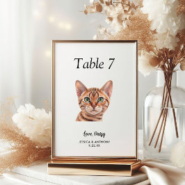 Eenvoudige moderne Waterverf Cat Wedding Kaart