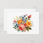 Eenvoudige moderne Waterverf Floral Flat Notitiekaartje (Voorkant / Achterkant)