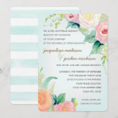 Eenvoudige, moderne Waterverf Floral Rozen Aqua Bl Kaart (Voorkant / Achterkant)