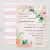 Eenvoudige moderne Waterverf Floral Rozen Roze kor Kaart (Voorkant / Achterkant)