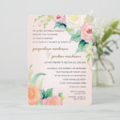 Eenvoudige moderne Waterverf Floral Rozen Roze kor Kaart (Staand voorkant)