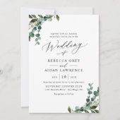 Eenvoudige moderne Waterverf Greenery Wedding Kaart (Voorkant)