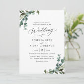 Eenvoudige moderne Waterverf Greenery Wedding Kaart (Staand voorkant)