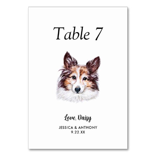 Eenvoudige moderne Waterverf Hond bruiloft Kaart (Voorkant)
