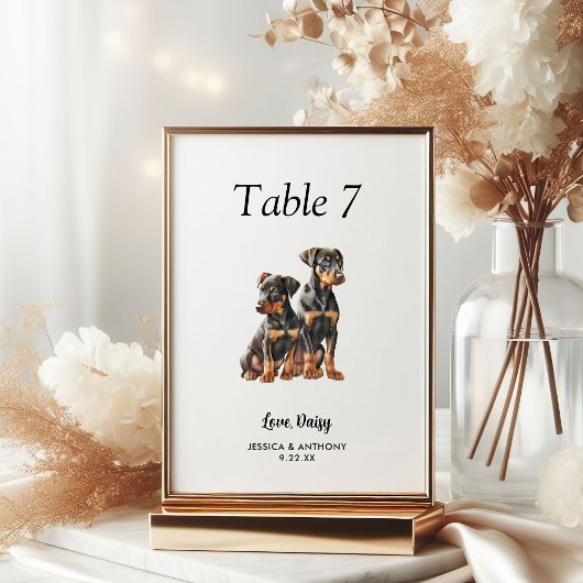 Eenvoudige moderne Waterverf Hond bruiloft Kaart