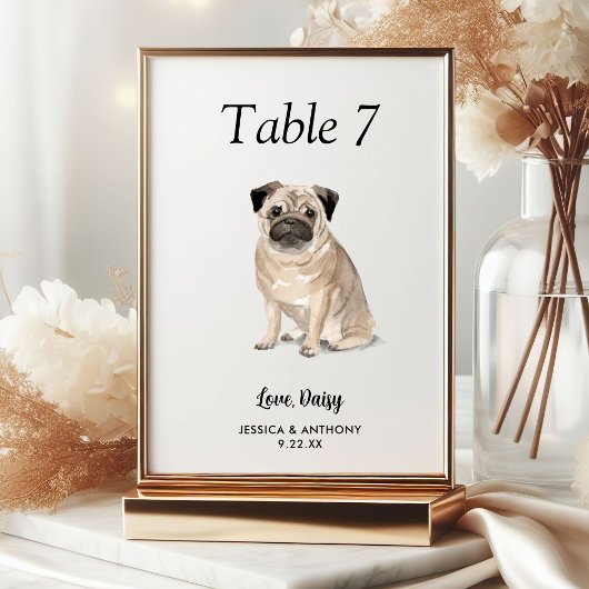 Eenvoudige moderne Waterverf Hond bruiloft Kaart