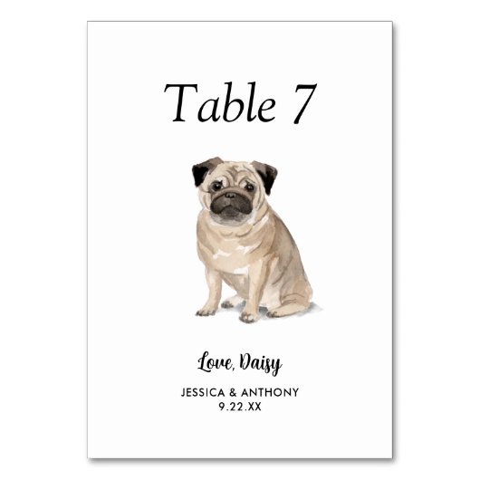 Eenvoudige moderne Waterverf Hond bruiloft Kaart (Voorkant)