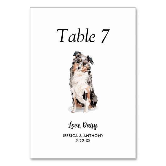 Eenvoudige moderne Waterverf Hond bruiloft Kaart (Voorkant)
