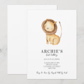 Eenvoudige moderne Waterverf Lion 1e verjaardag Kaart (Voorkant / Achterkant)