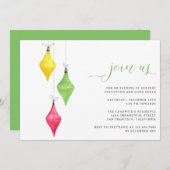 Eenvoudige Moderne Waterverf Ornamenten Kerstfeest Kaart (Voorkant / Achterkant)