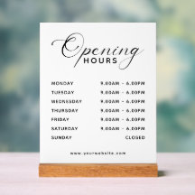 Eenvoudige moderne weergave openingstijden bedrijf