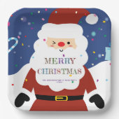 Eenvoudige moderne Whimsical Cute Santa Kerstparty Papieren Bordje (Voorkant)