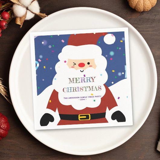 Eenvoudige moderne Whimsical Cute Santa Kerstparty Servet