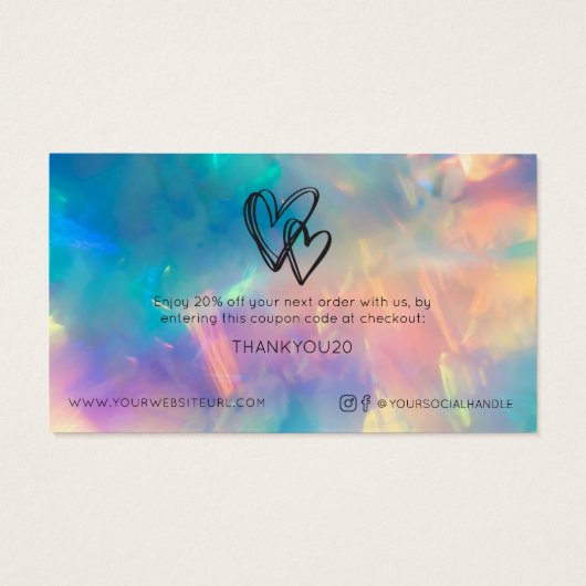 Eenvoudige, moderne Whimsical Heart Customer Disco Visitekaartje (Achterkant)