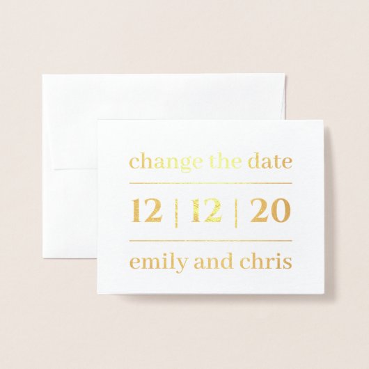 Eenvoudige moderne wijziging van de datum van het  folie kaarten (Voorkant met envelop)