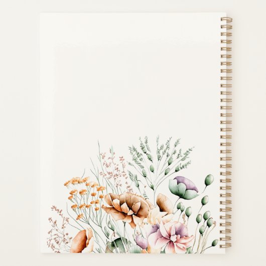 Eenvoudige Moderne Wildbloem Floral gepersonalisee Planner (Achterkant)