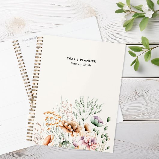 Eenvoudige Moderne Wildbloem Floral gepersonalisee Planner