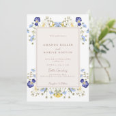 Eenvoudige moderne Wildflower bruiloft uitnodiging (Staand voorkant)