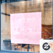 Eenvoudige Moderne Winkel Openingstijden roze Raamsticker (Cafe Raam)