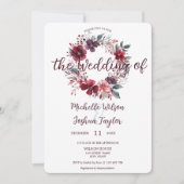 Eenvoudige moderne winter bordeaux bloemenkrans kaart (Voorkant)