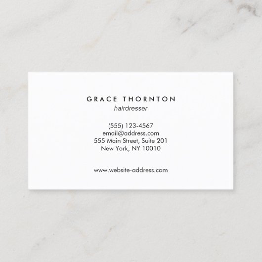 Eenvoudige Moderne Wit Gouden Haar Stylist Salon Visitekaartje (Achterkant)