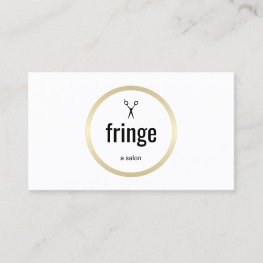Eenvoudige Moderne Wit Gouden Haar Stylist Salon Visitekaartje (Voorkant)