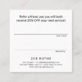 Eenvoudige Moderne Wit Verwijs een Vriend Aanbevelingskaartje (Achterkant)