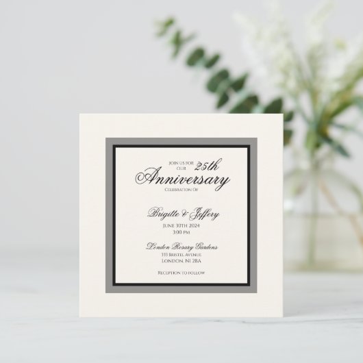 Eenvoudige moderne witte 25e verjaardag bruiloft kaart (Staand voorkant)