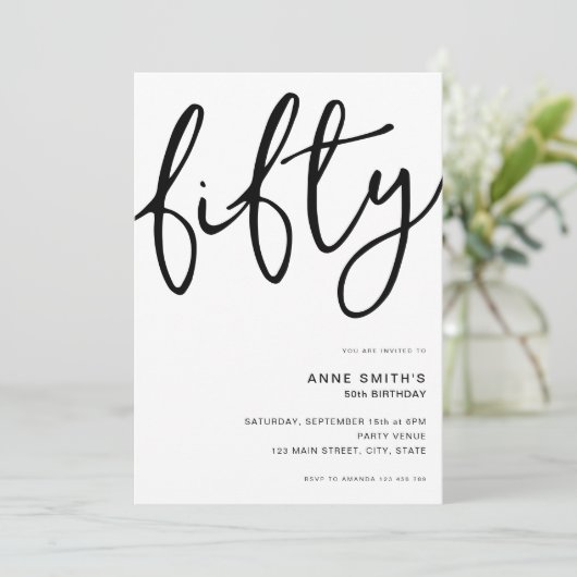 Eenvoudige Moderne Witte 50e verjaardag Kaart (Staand voorkant)