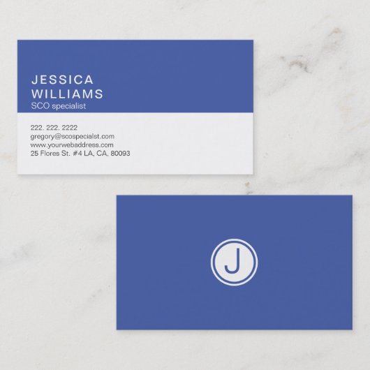 Eenvoudige Moderne Witte & Blauwe SEO Specialist Visitekaartje (Voorkant / Achterkant)