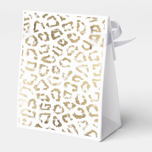 Eenvoudige moderne witte chique faux gouden cheeta bedankdoosjes (Achterkant)