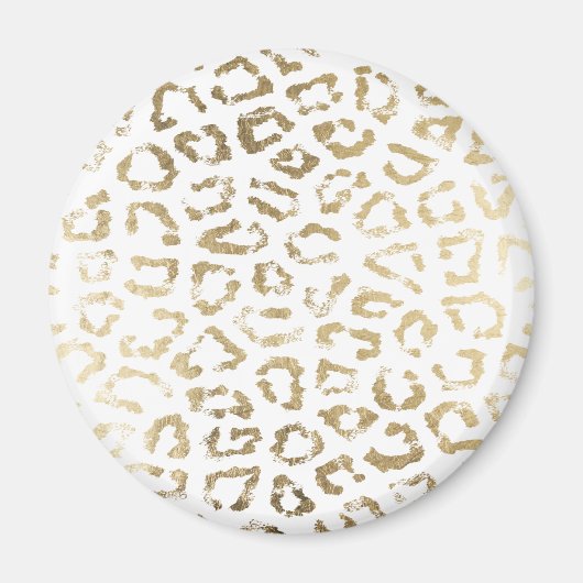 Eenvoudige moderne witte chique faux gouden cheeta magneet (Voorkant)