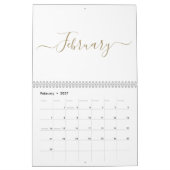 Eenvoudige moderne witte en gouden script maand cu kalender (Feb 2027)