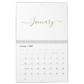 Eenvoudige moderne witte en gouden script maand cu kalender (Jan 2027)