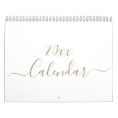 Eenvoudige moderne witte en gouden script maand cu kalender (Hoes)