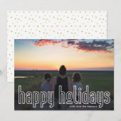 Eenvoudige, moderne, witte foto, gelukkig feestdagenkaart (Voorkant / Achterkant)