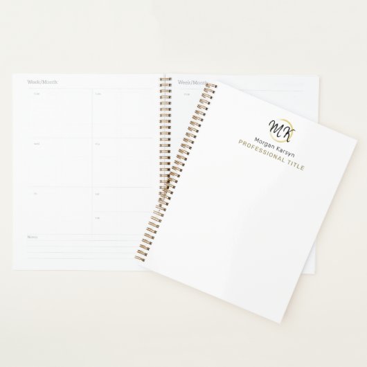 Eenvoudige Moderne Witte Gouden Elegante Sjabloon  Planner (Display)