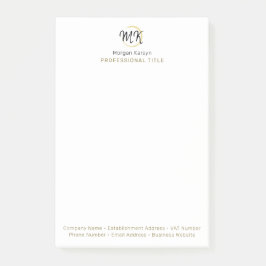 Eenvoudige moderne witte gouden elegante sjabloonm post-it® notes