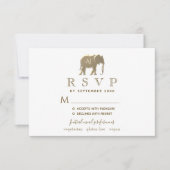 Eenvoudige moderne witte & gouden folie olifant br RSVP kaartje (Voorkant)