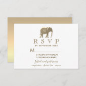 Eenvoudige moderne witte & gouden folie olifant br RSVP kaartje (Voorkant / Achterkant)