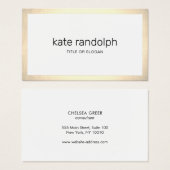 Eenvoudige, moderne, witte gouden rand visitekaartje (Voorkant /achterkant)