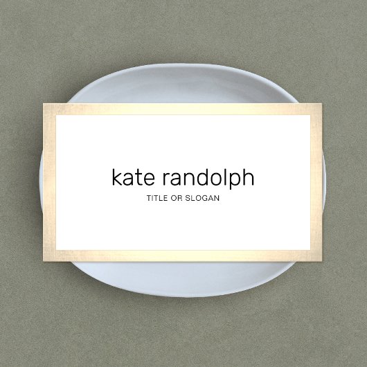 Eenvoudige, moderne, witte gouden rand visitekaartje