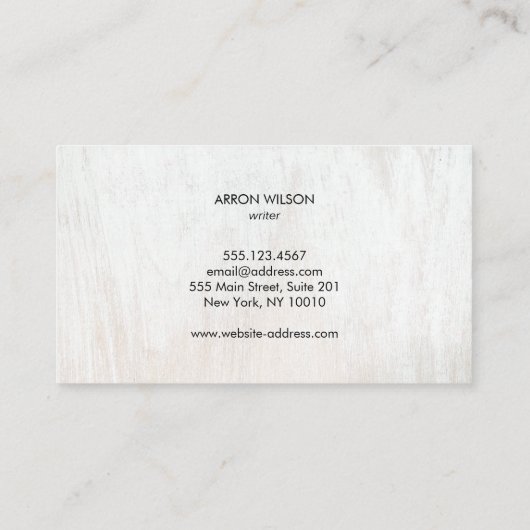 Eenvoudige Moderne Witte Houten Beroeps Visitekaartje (Achterkant)