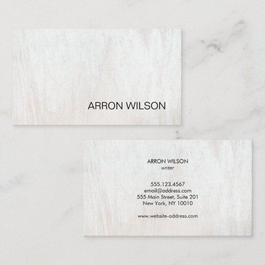 Eenvoudige Moderne Witte Houten Beroeps Visitekaartje (Voorkant / Achterkant)