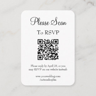 Eenvoudige Moderne Witte Huwelijksscan QR Code Informatiekaartje